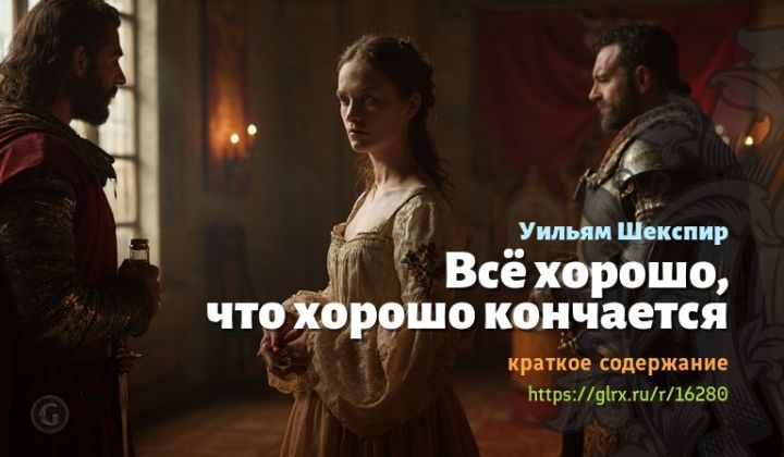 Шекспир, краткое содержание Уильям Шекспир Читать краткий пересказ пьесы Уильяма Шекспира «Всё хорошо, что хорошо кончается».